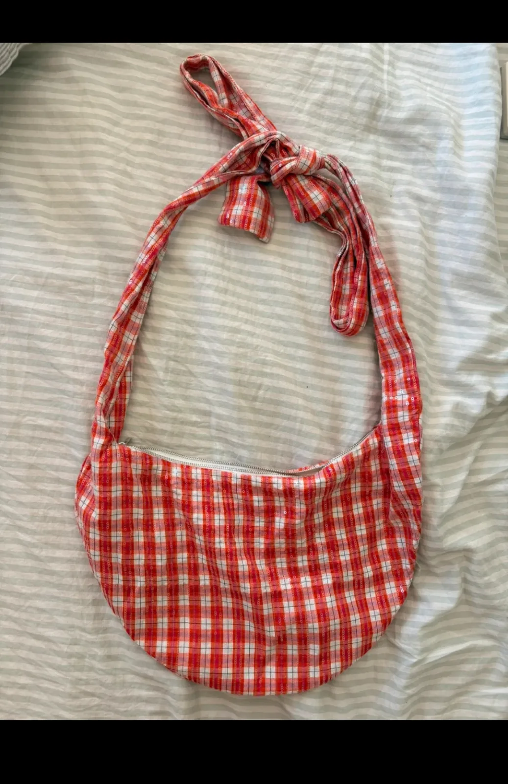 Sac bandoulière carreaux rouge blanc
