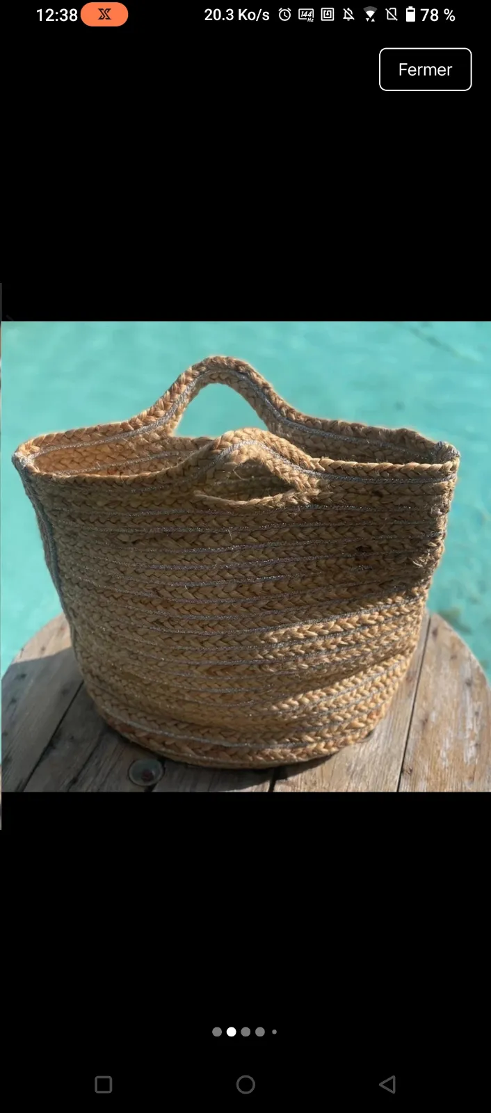 Sac panier en paille naturelle tressée 2
