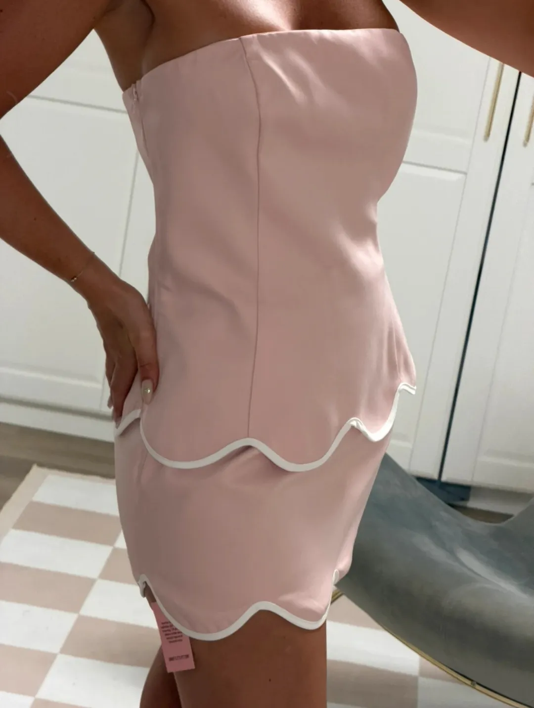 Two-Tone Mini Dress Brown Beige 4