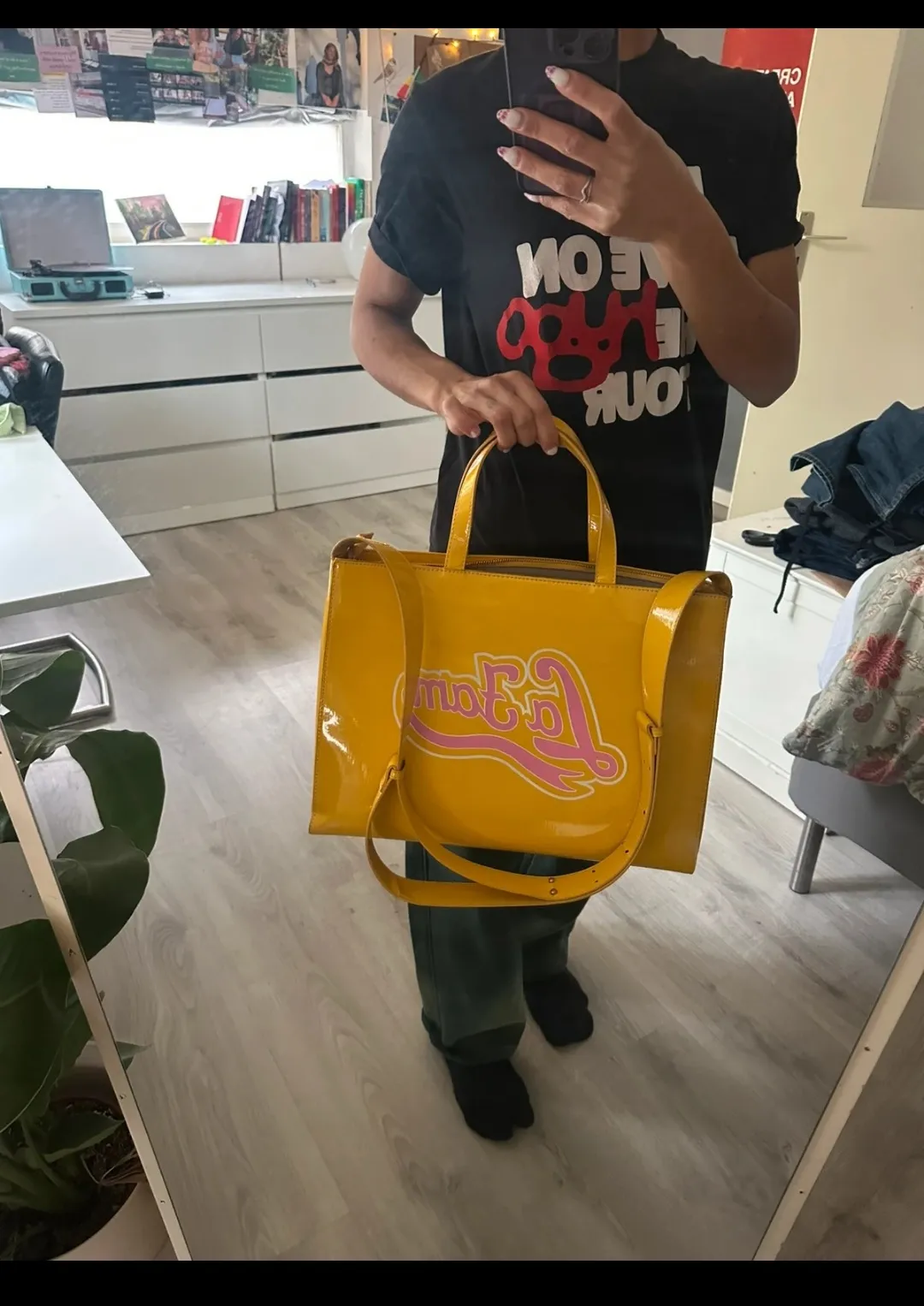 Yellow Logo Tote Bag with Shoulder Straps 4