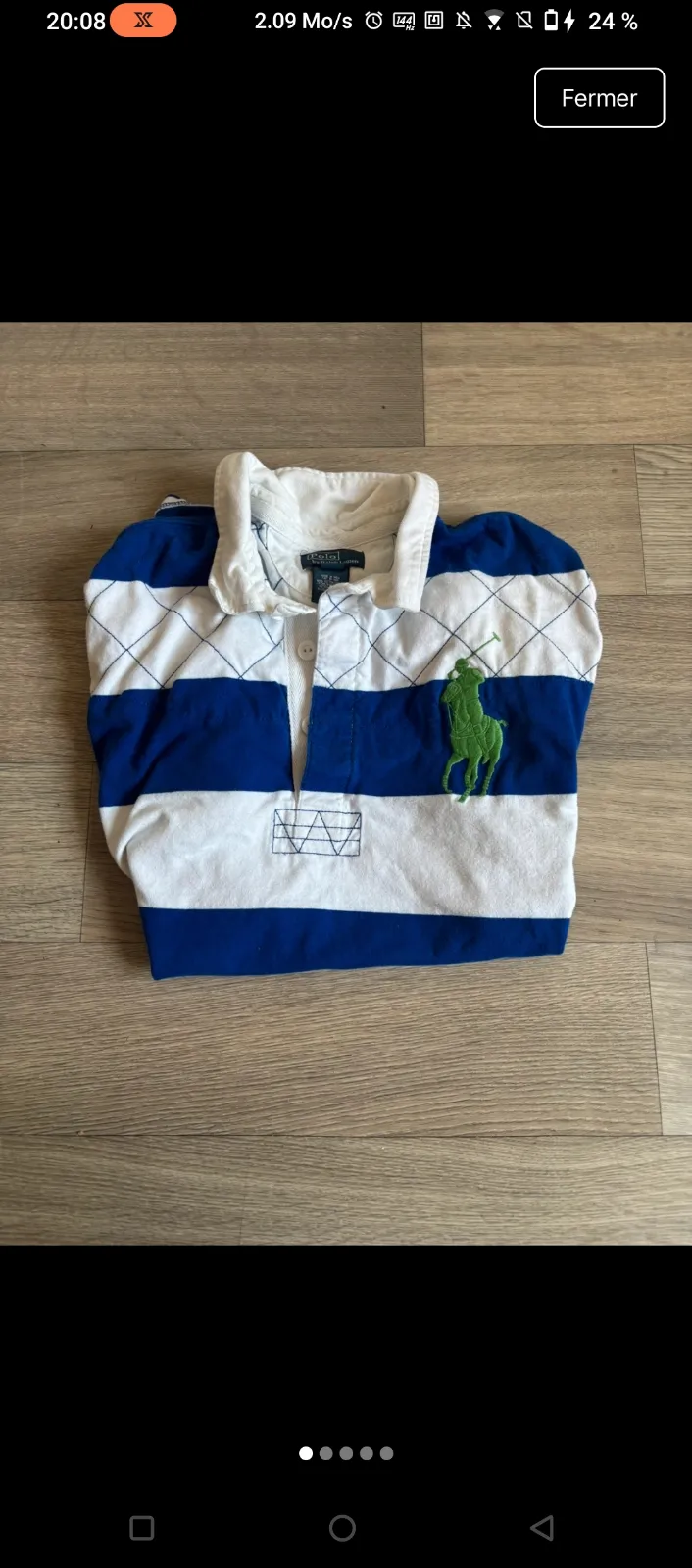 Polo rugby Polo Ralph Lauren rayé bleu blanc 5