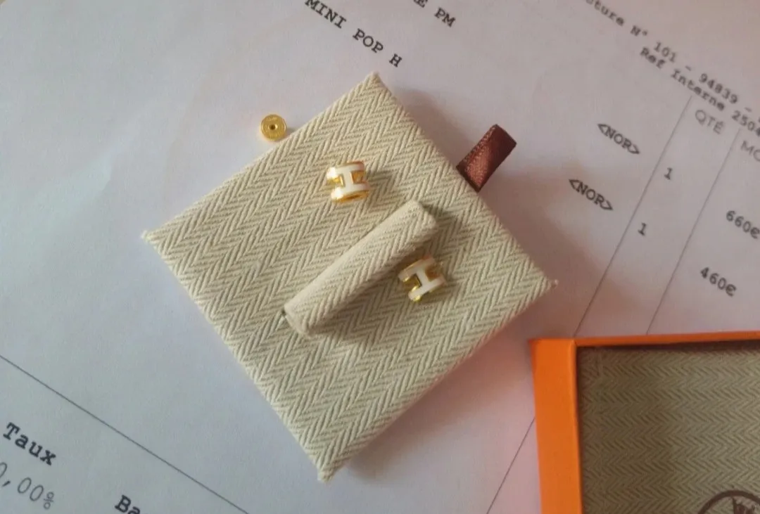 Boucles d'oreilles Hermès Le Plaqué Or Rose bijoux Mini Pop H 8
