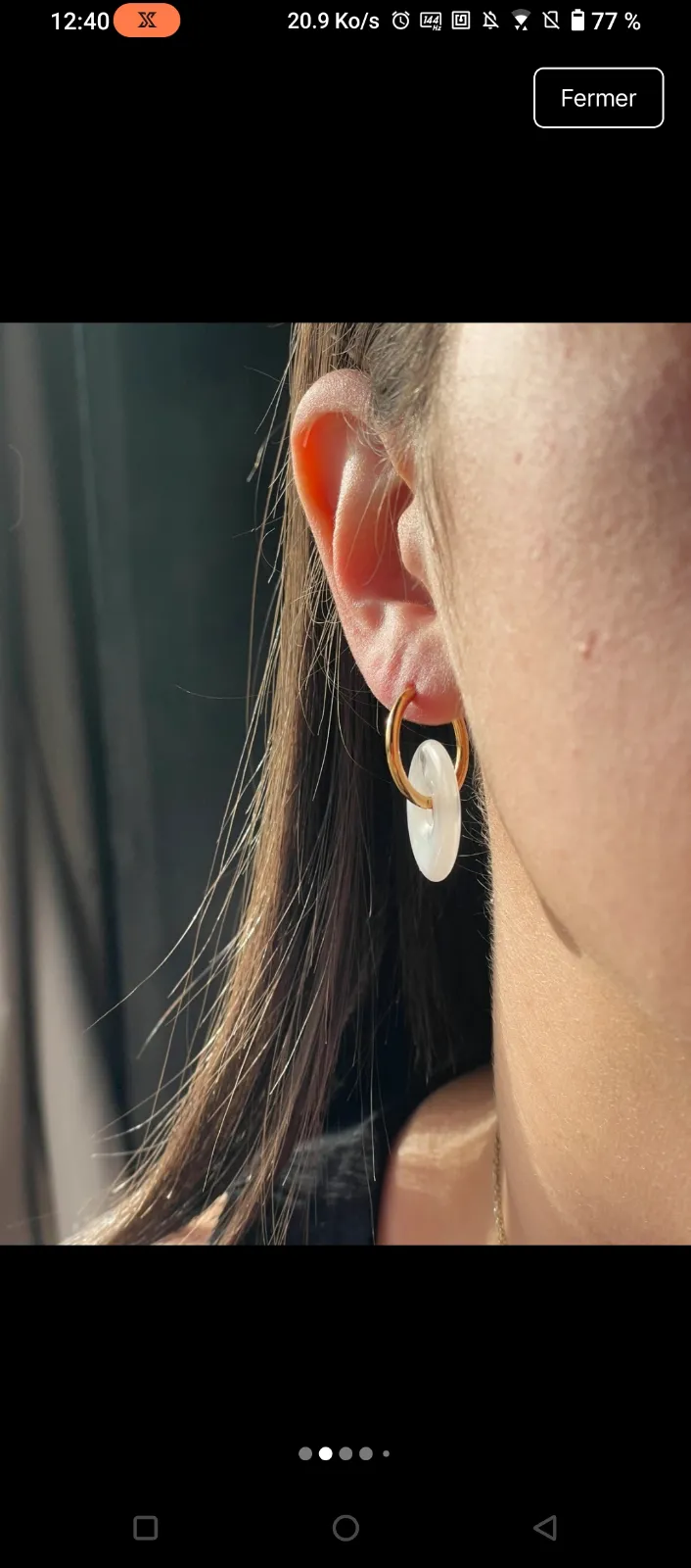 Boucles d'oreilles perles blanches doré 2