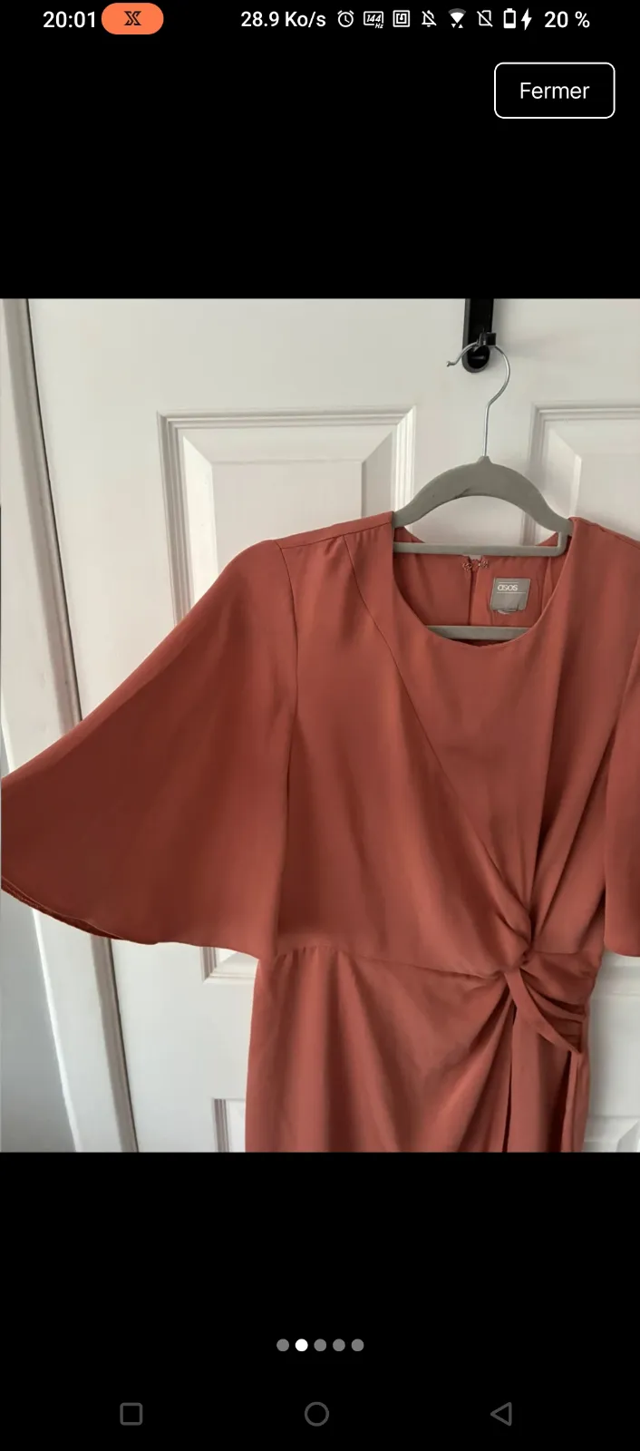 Robe drapée terracotta manches courtes 4