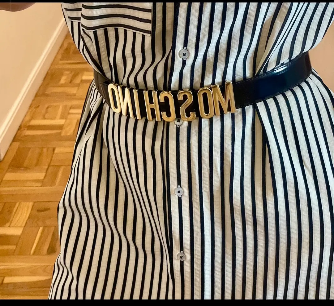 Moschino Robe rayée noire et blanche