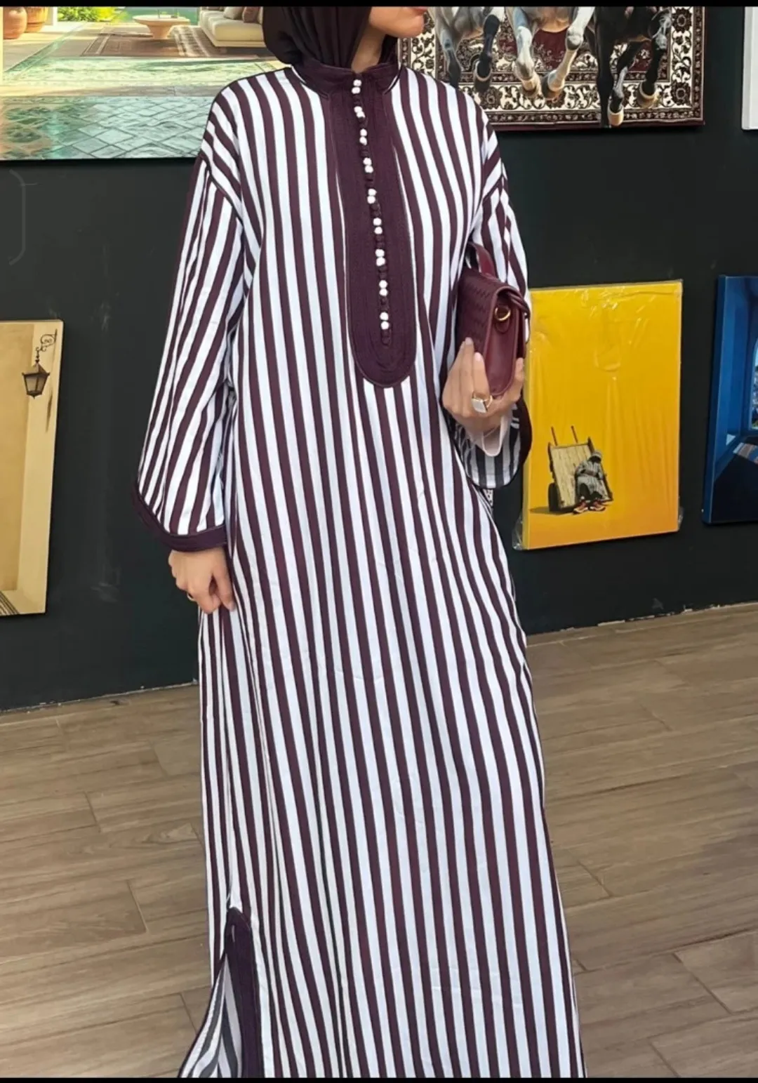 Robe longue rayée noir blanc 3