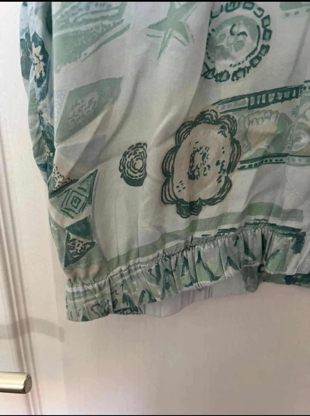 Chemise vintage à manches courtes imprimé abstrait vert 4