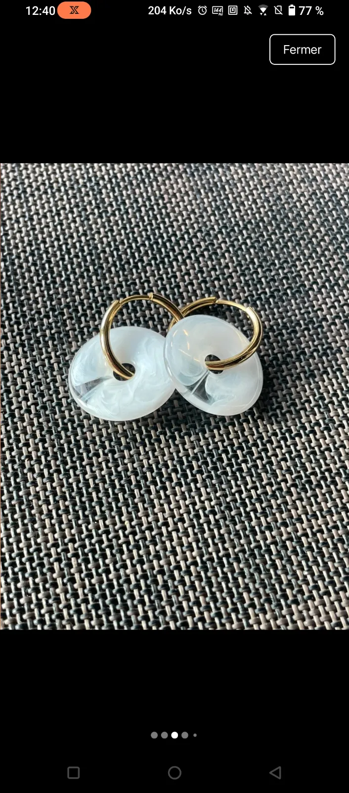 Boucles d'oreilles perles blanches doré 3