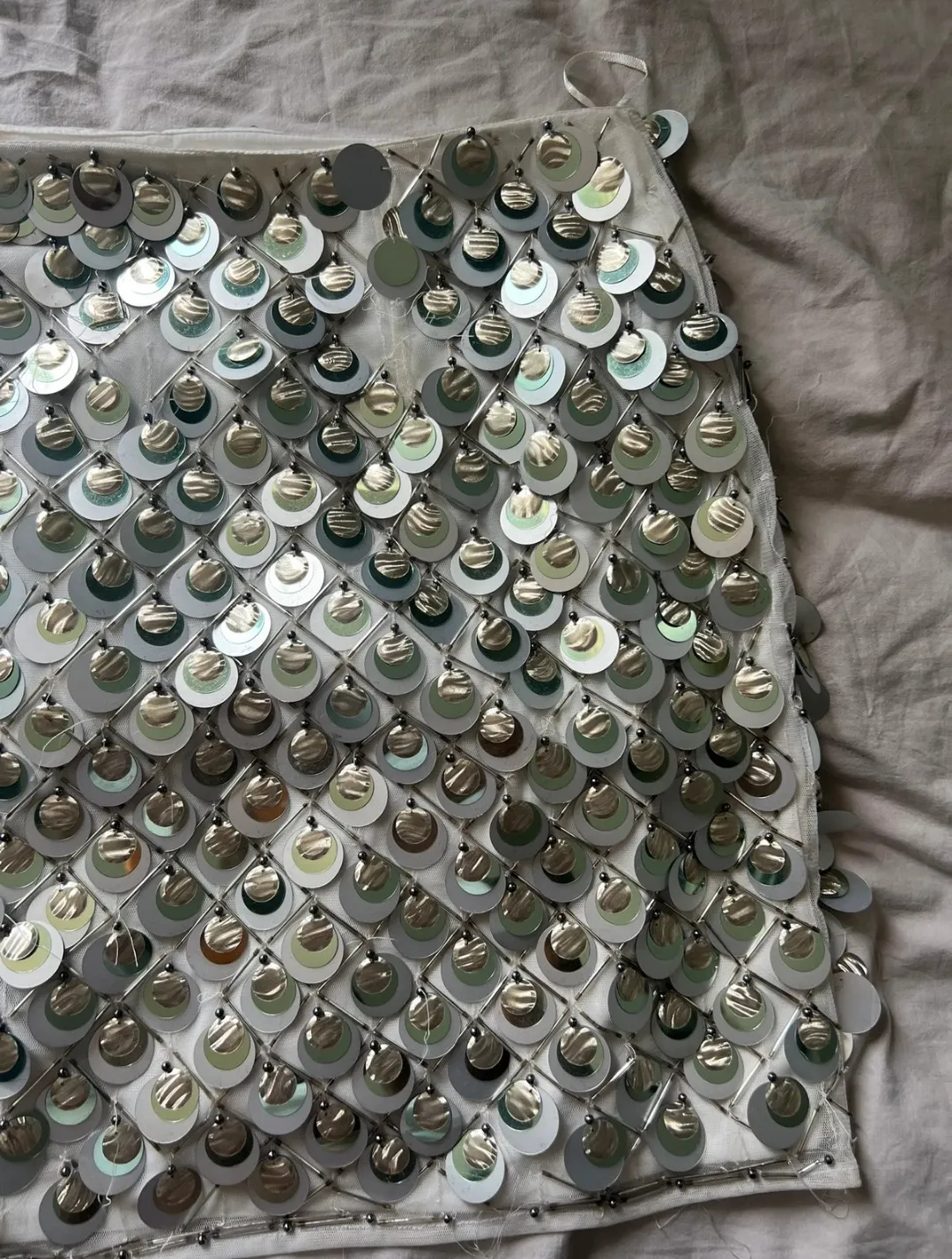 Sequin Skirt Silver Green Mini 3