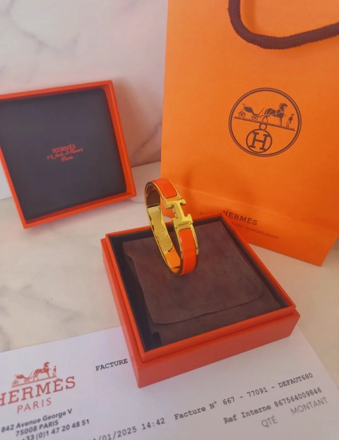 Bracelet Hermès Clic H GM orange or