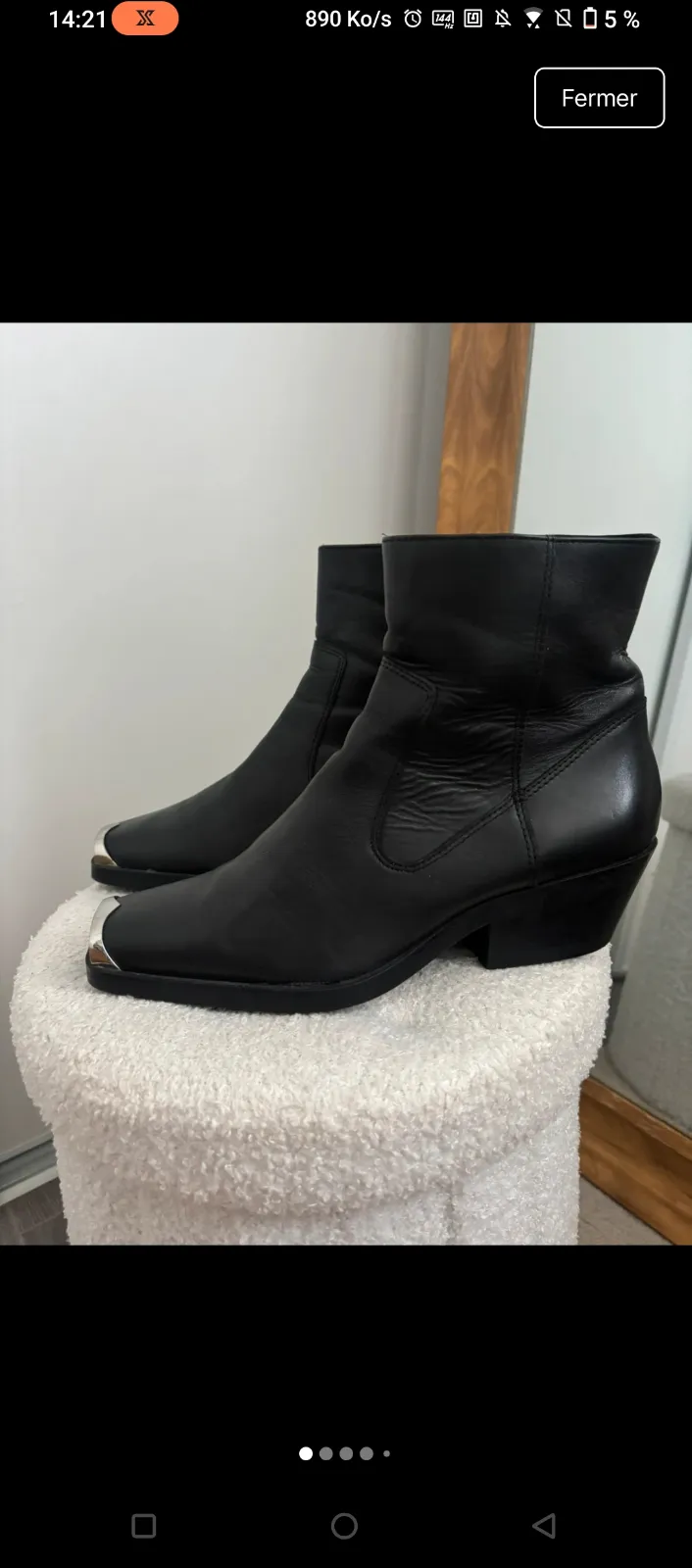 Bottines noires cuir talon bloc 7