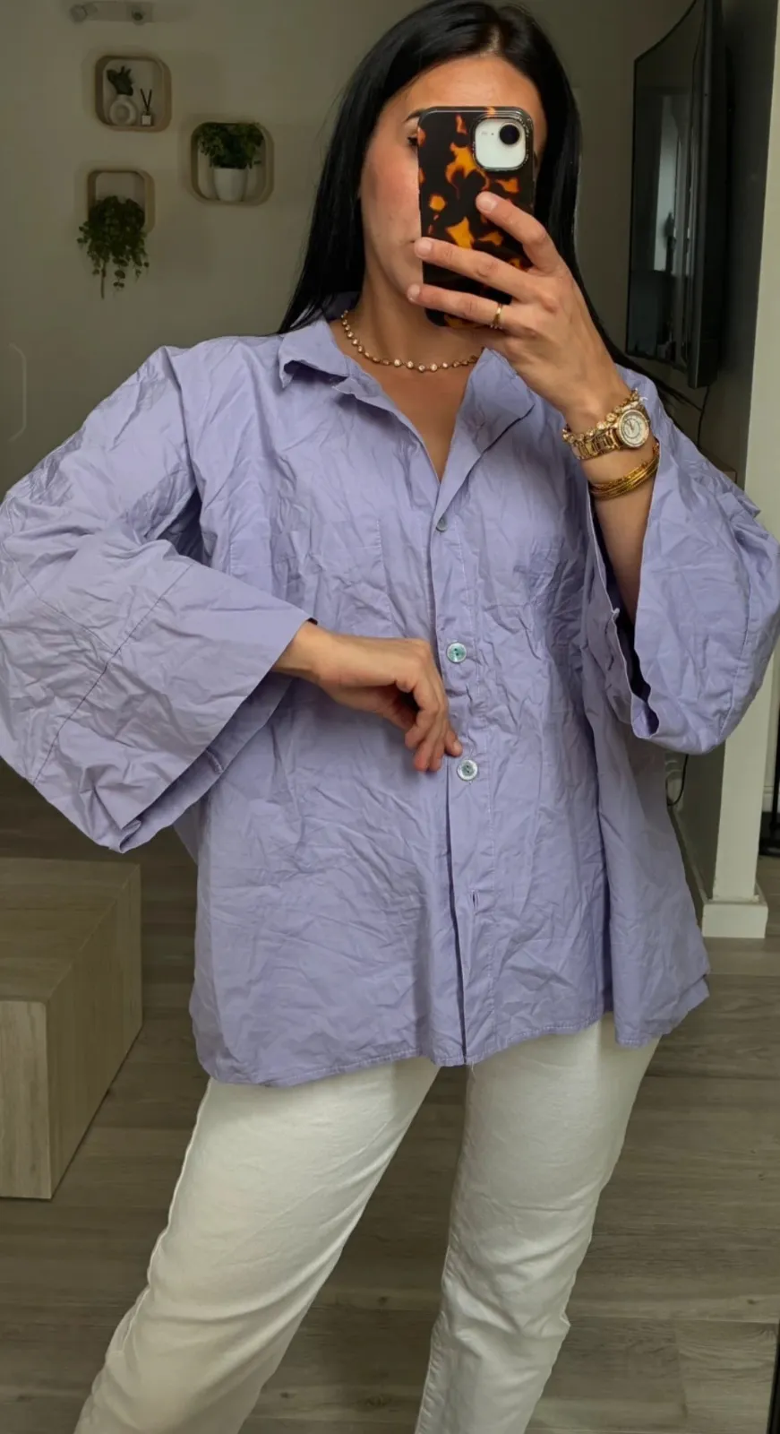 Chemise oversized violette clair 2