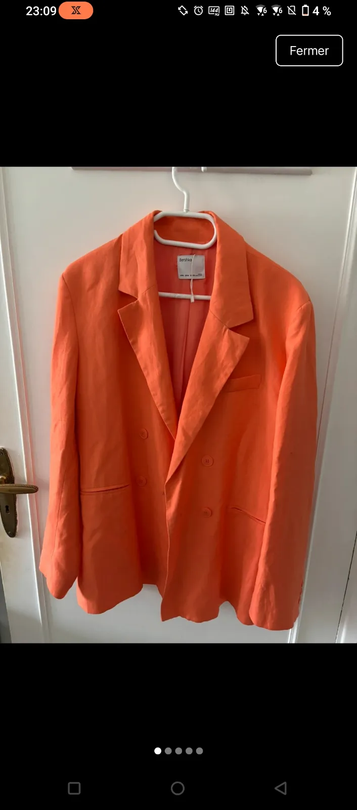 Blazer orange vif taille L Bershka 6