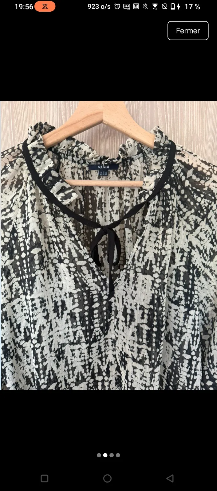 Blouse motif géométrique noir blanc 2