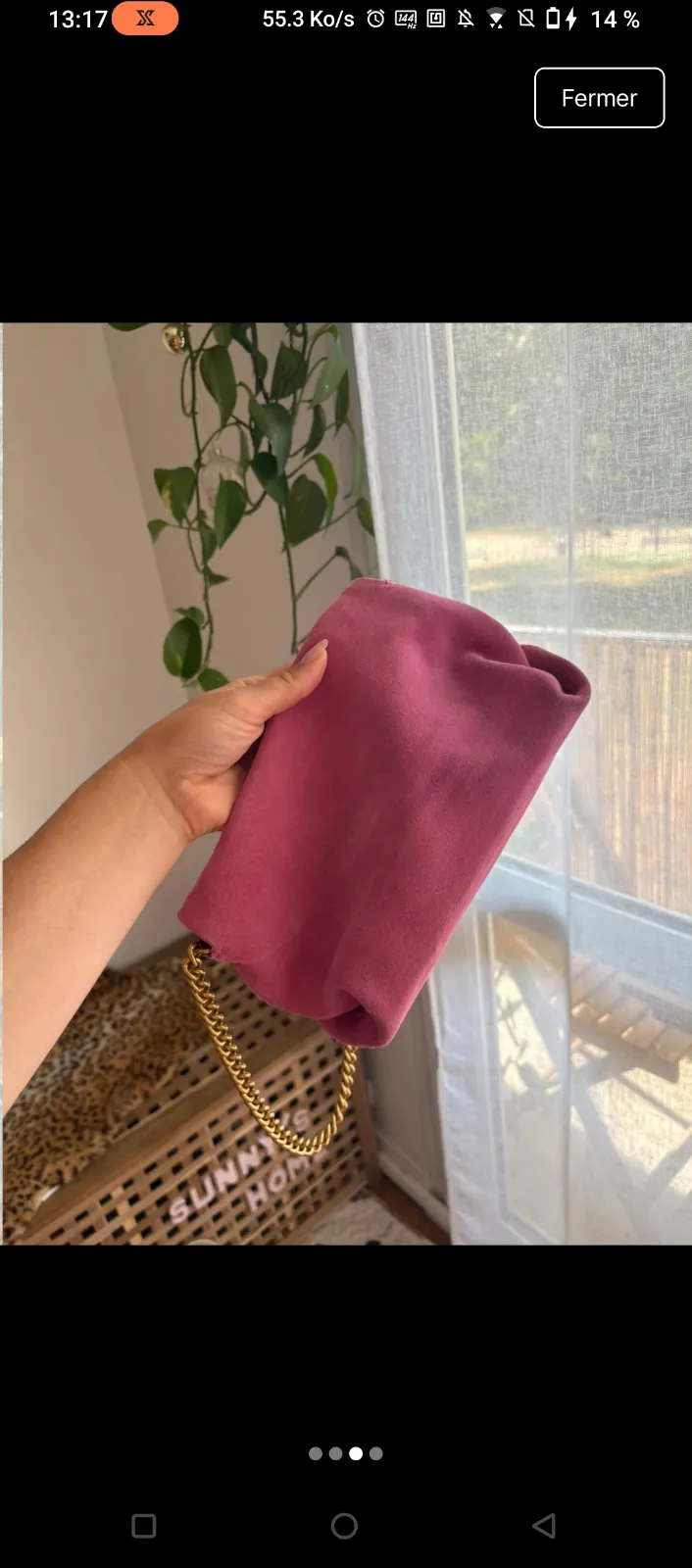 Sac à main rose chaîne dorée 3