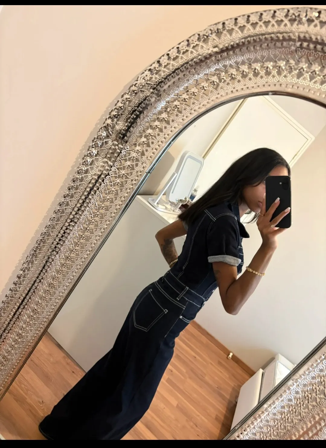 Jeans bleu marine taille haute flare