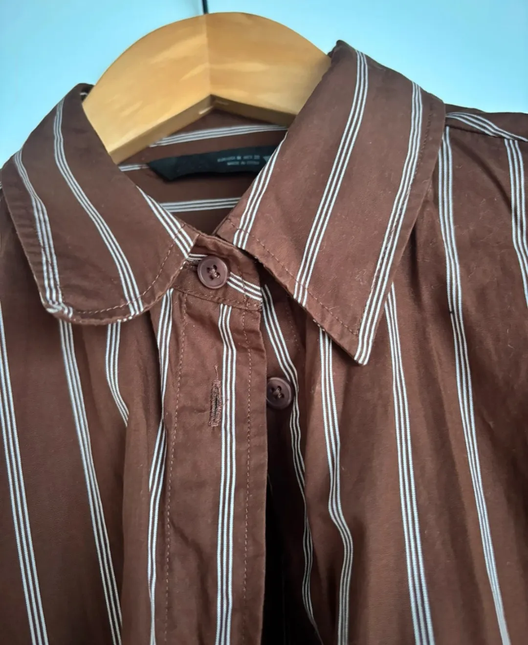 Chemise à rayures marron et blanc 3