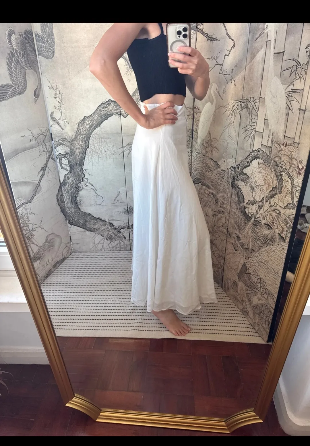 Jupe blanche boutonnée longueur midi 2