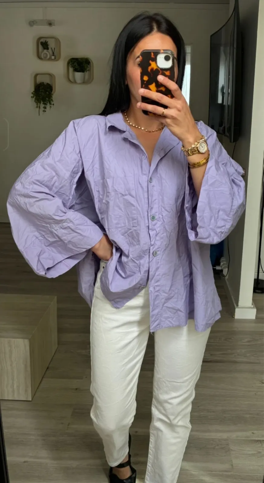 Chemise oversize lilas violet clair