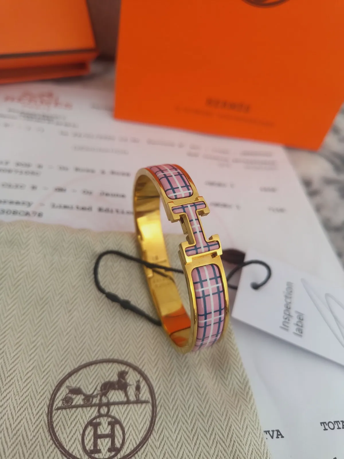 Bracelet Hermès Clic H émaillé motif carreaux – Hermès – taille Taille unique 8
