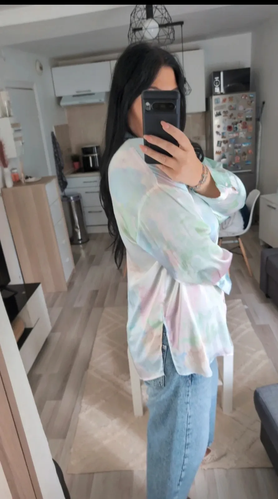 Tie-dye pastel button-up shirt 2