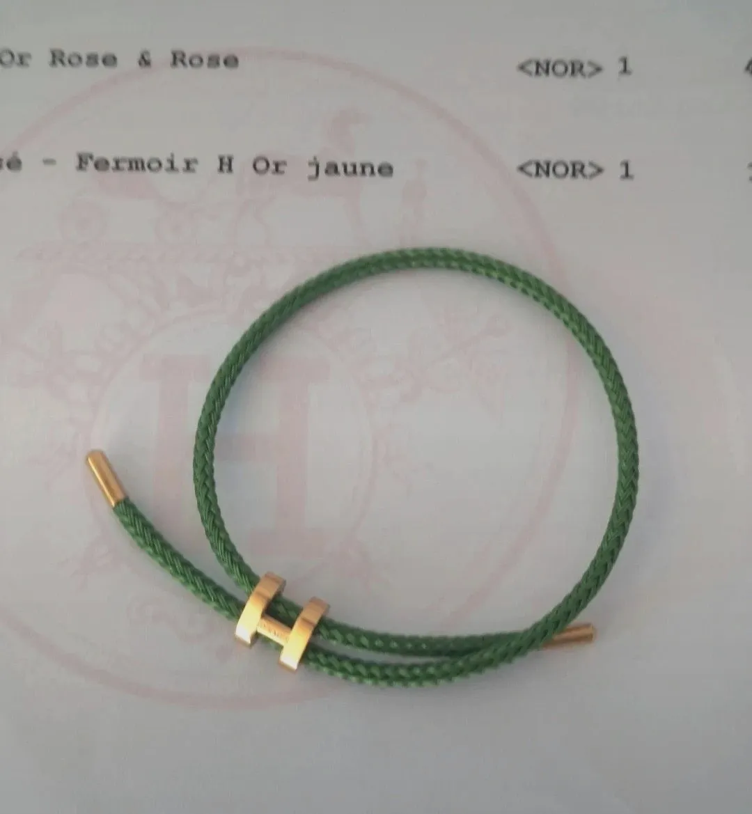 Bracelet Hermès en cordon tressé vert et fermoir H – Hermès – taille Taille unique 6