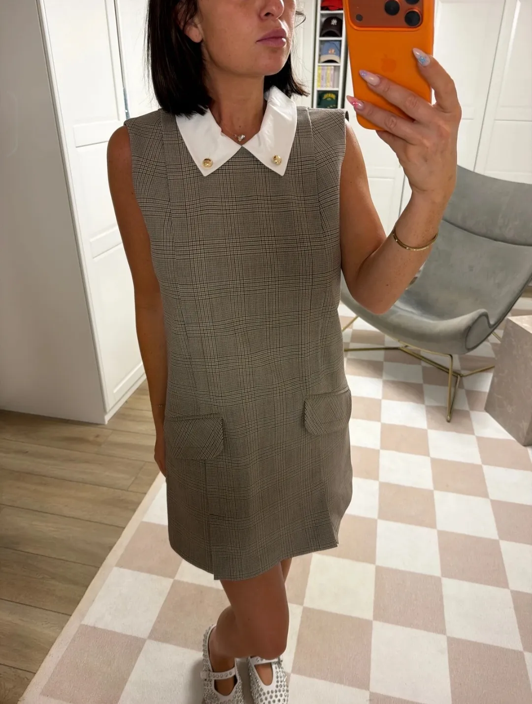 Grey Knit Vest Dress with Collar Claude Pierlot