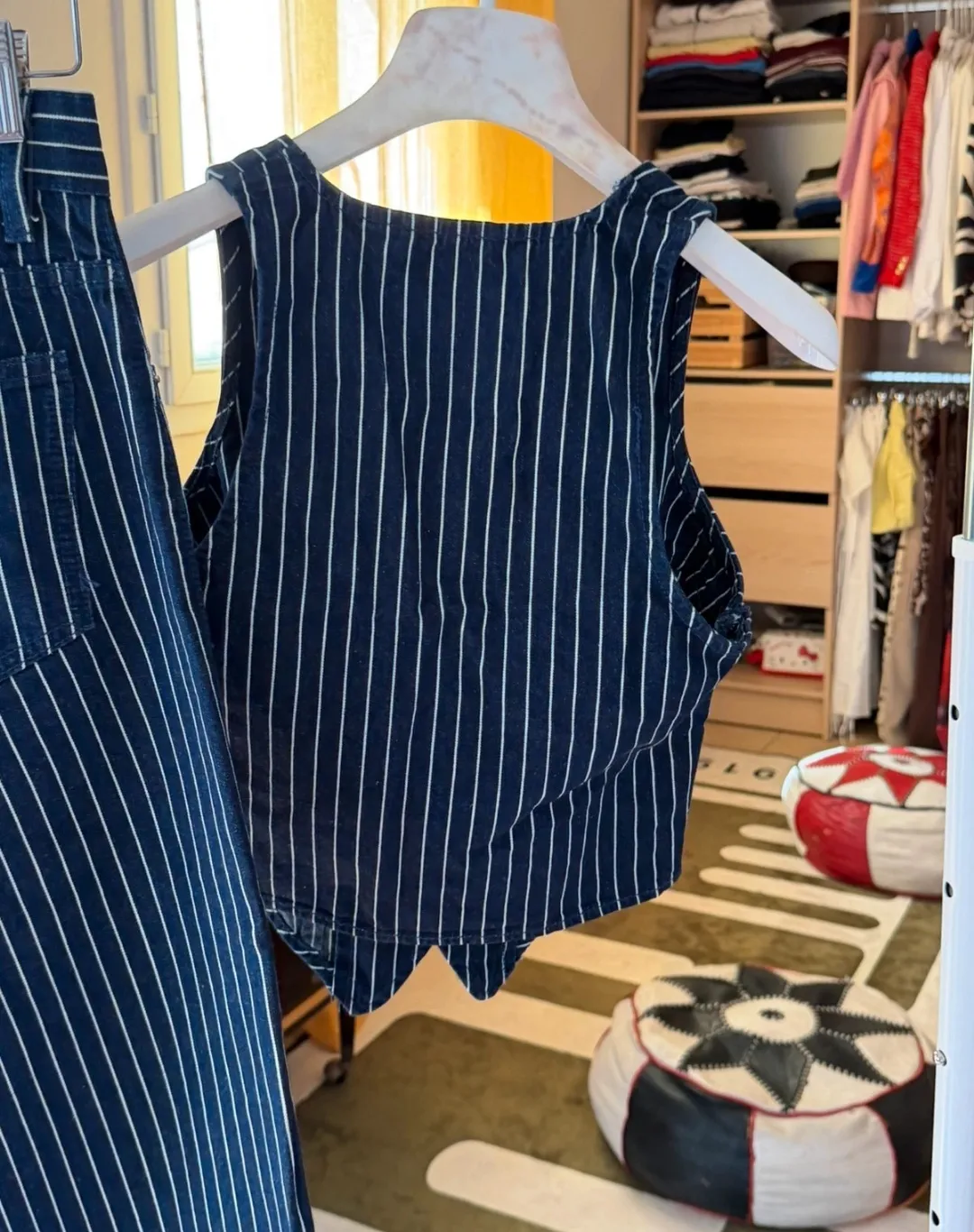 Ensemble gilet et pantalon rayés bleu marine 3