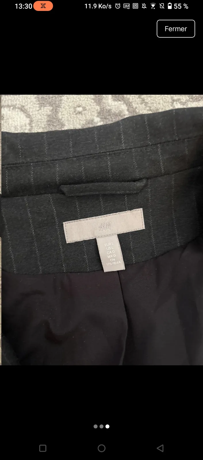 Blazer noir rayé oversized 3