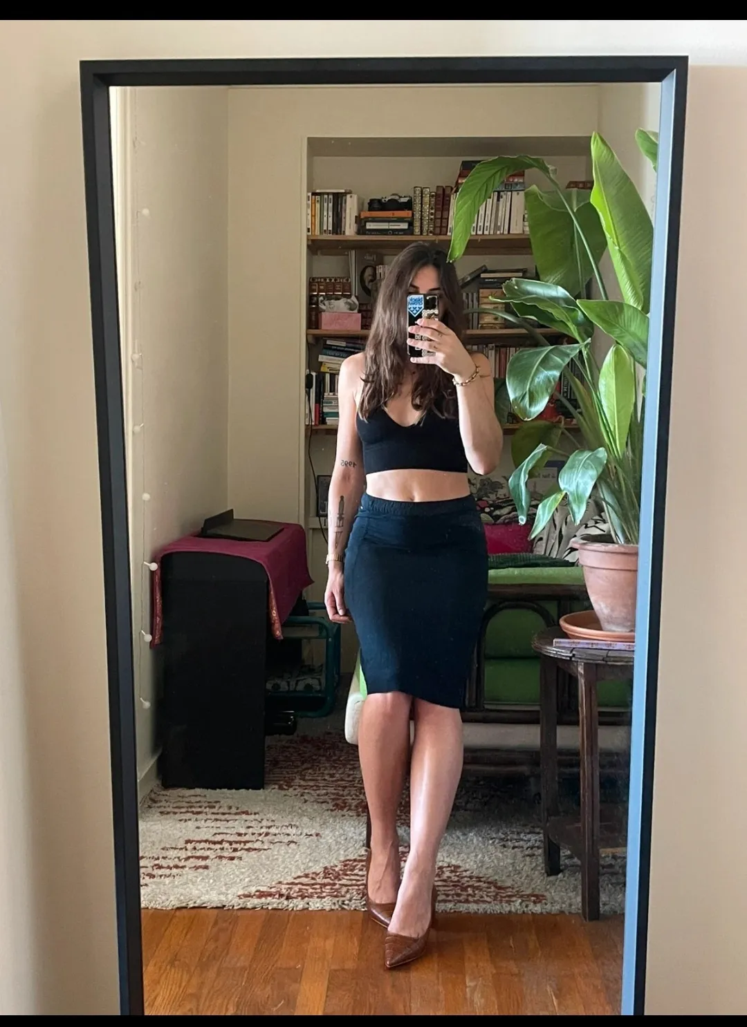 Ensemble crop top et jupe mi-longue bleu marine 5