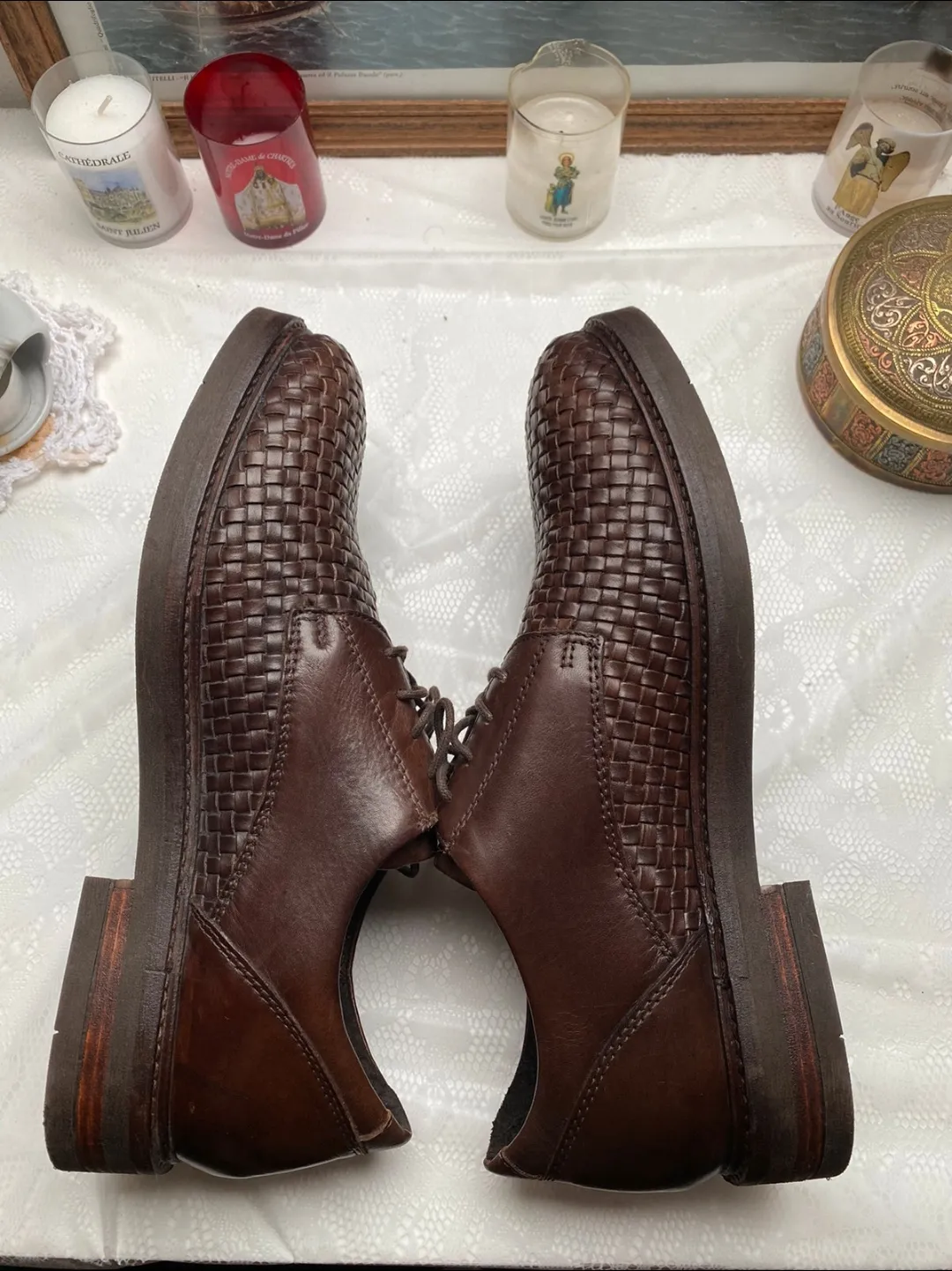 Chaussures tressées marron à lacets bata 4