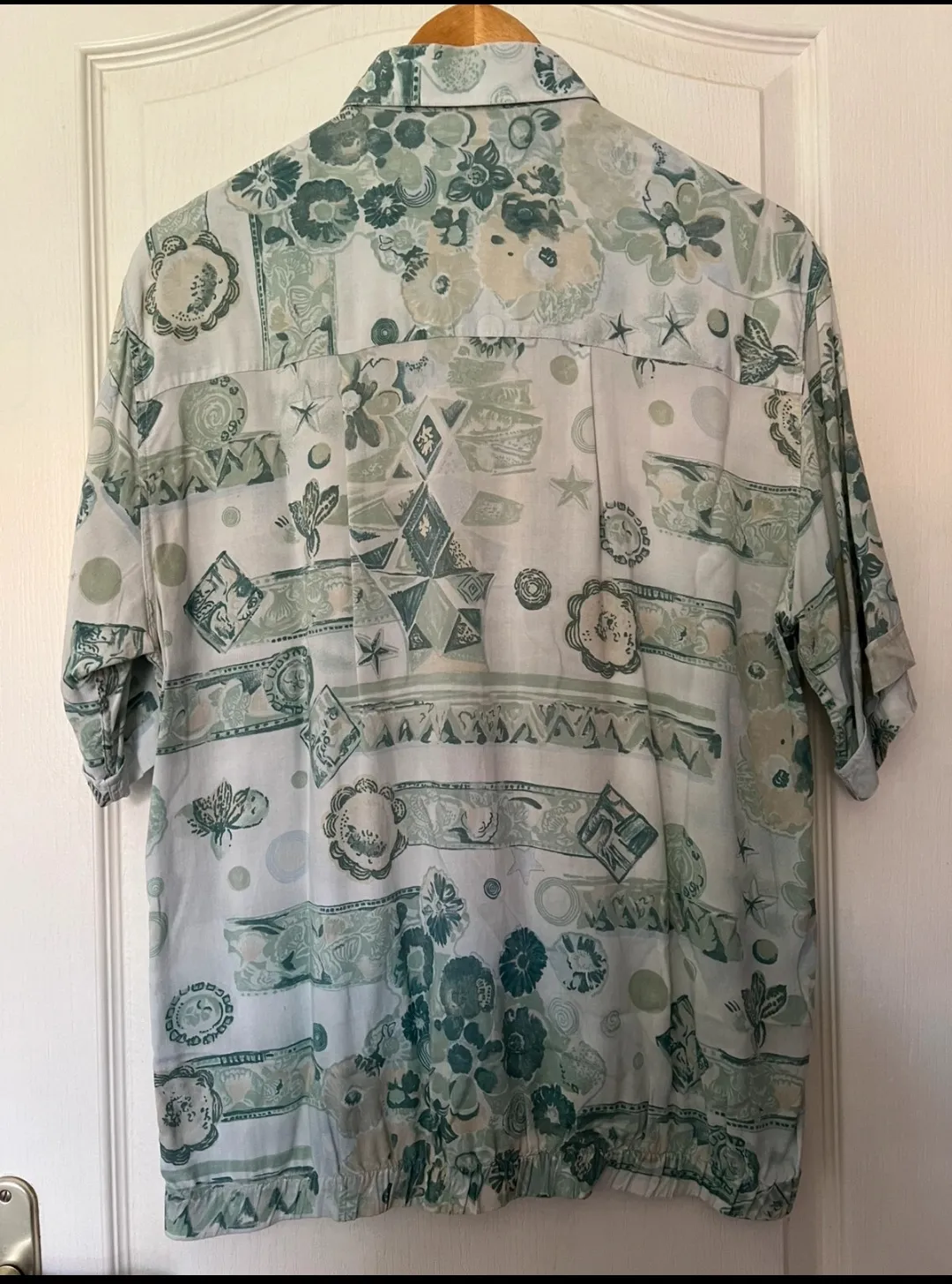 Chemise vintage à manches courtes imprimé abstrait vert 2