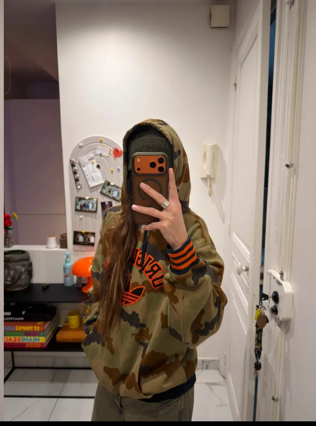 Adidas veste camouflage kaki orange 3