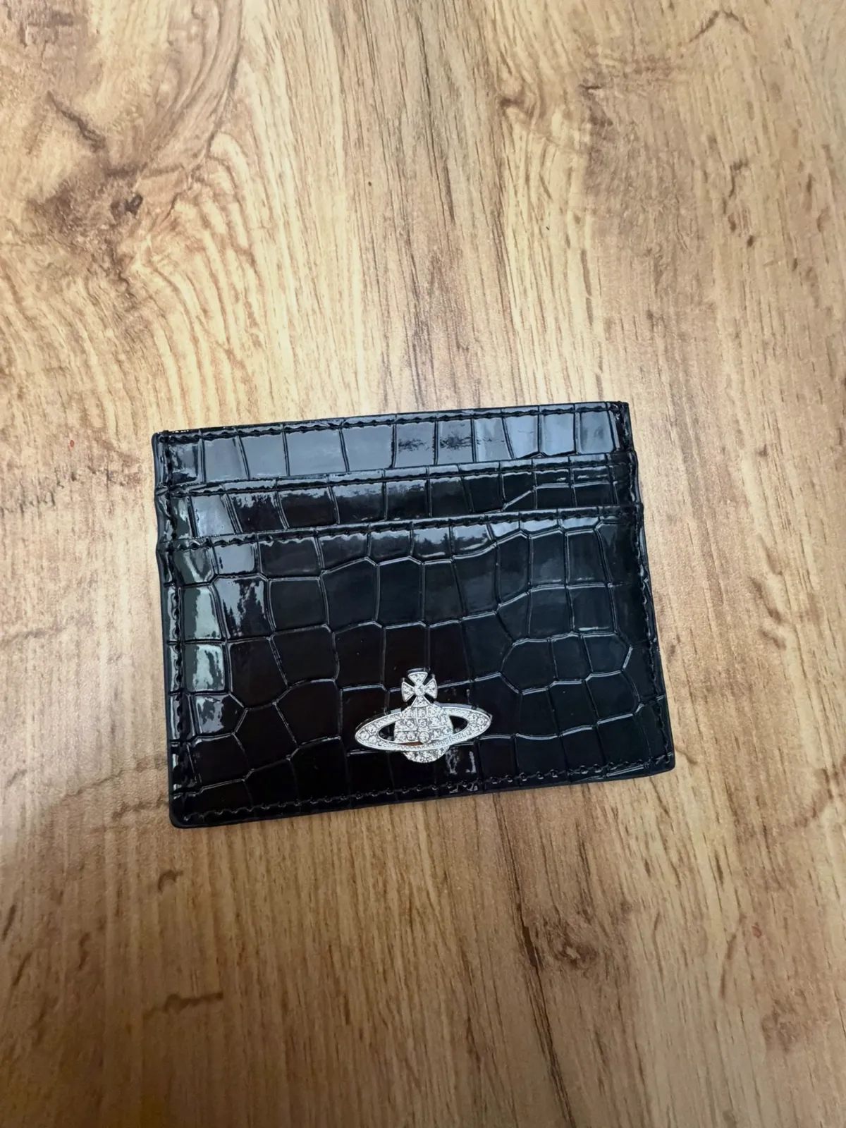 Porte-cartes Vivienne Westwood effet crocodile noir