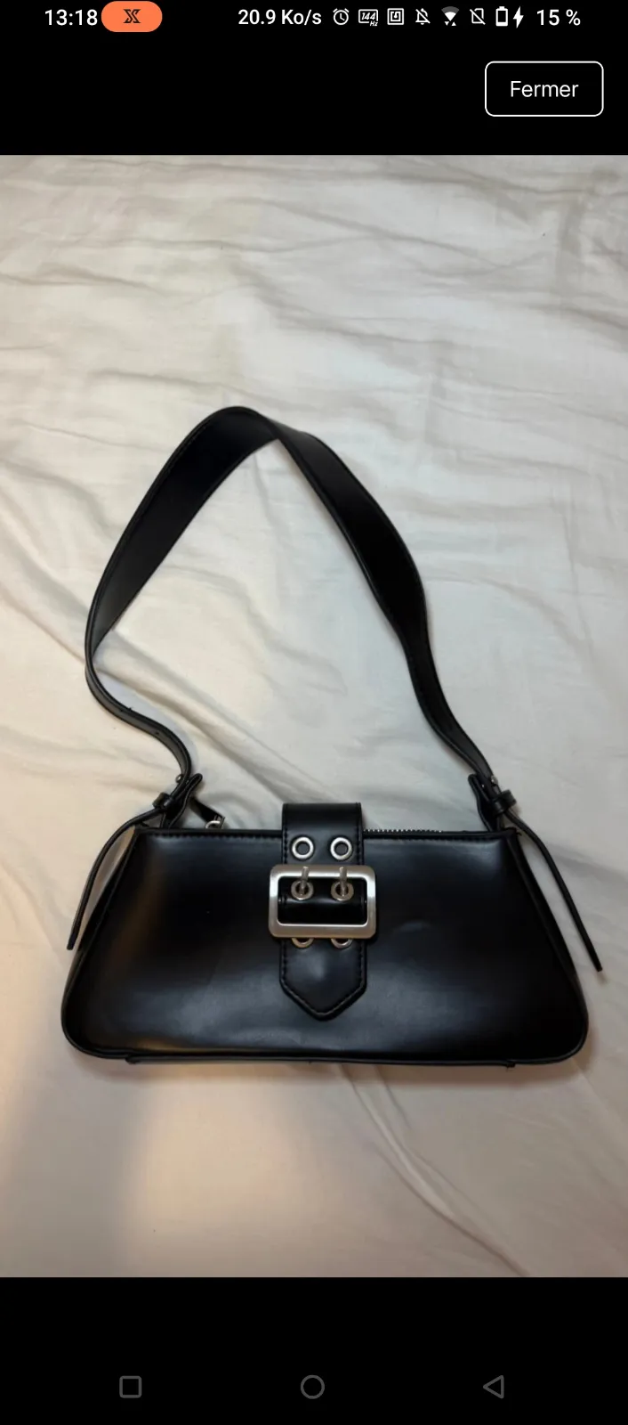Sac à main noir boucle argentée 2