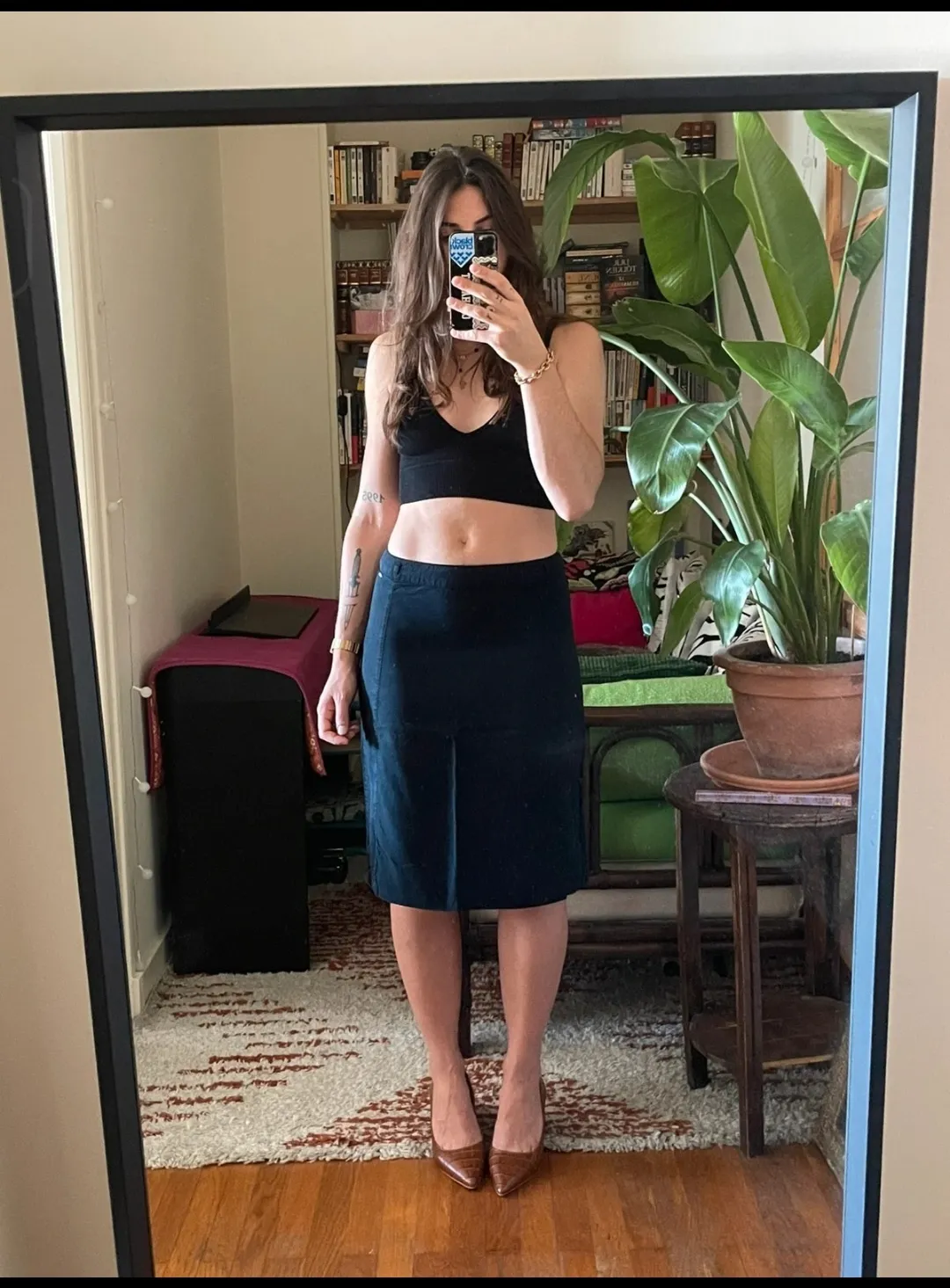 Jupe midi bleu marine taille M