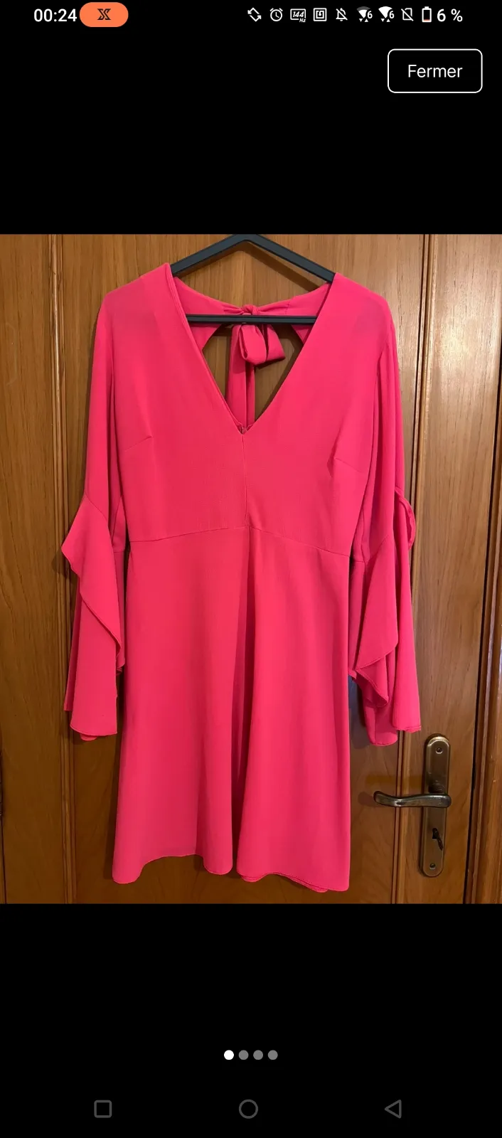 Robe rose fuschia manches volantées 5