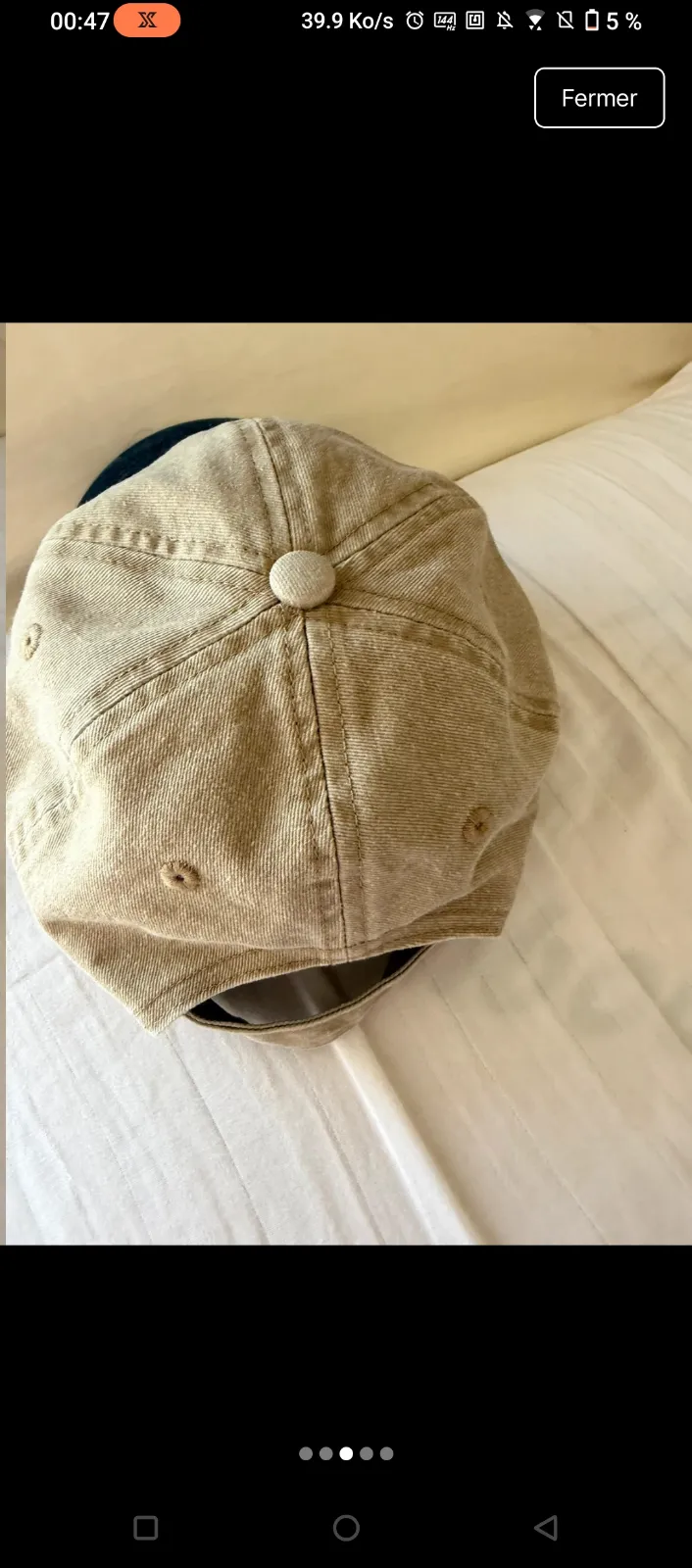 Casquette bicolore beige et bleu marine 3