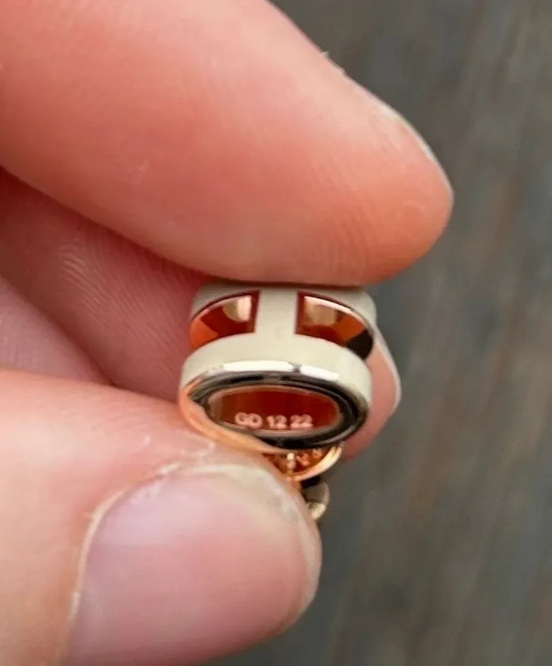 Boucles d'oreilles Hermès Mini Pop H doré et beige 6
