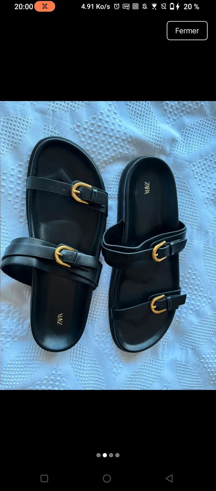 Sandales Zara noires boucles dorées 4