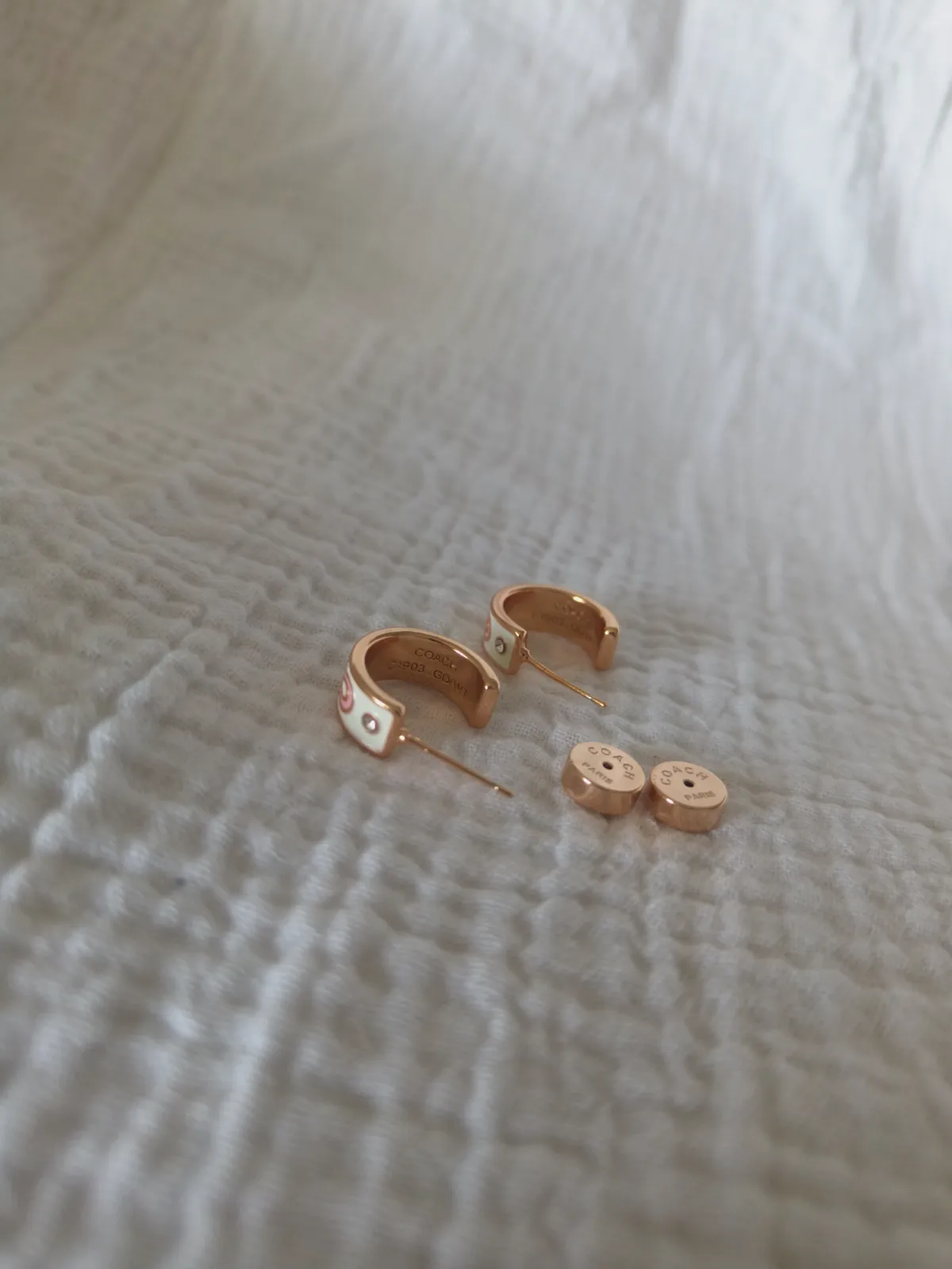 Boucles d'oreilles coach or rose neuves – Coach 6