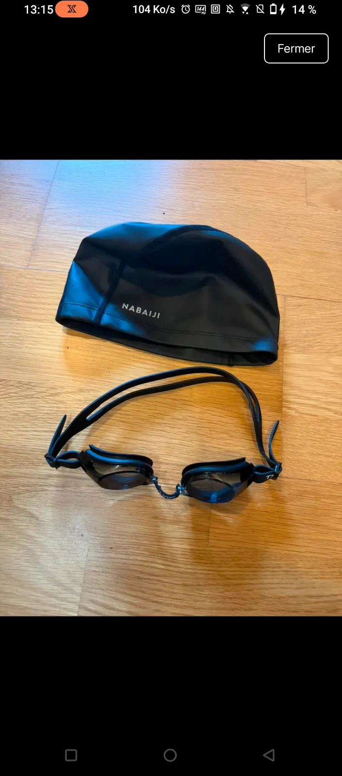 Nabaiji Bonnet et lunettes natation bleu noir 3