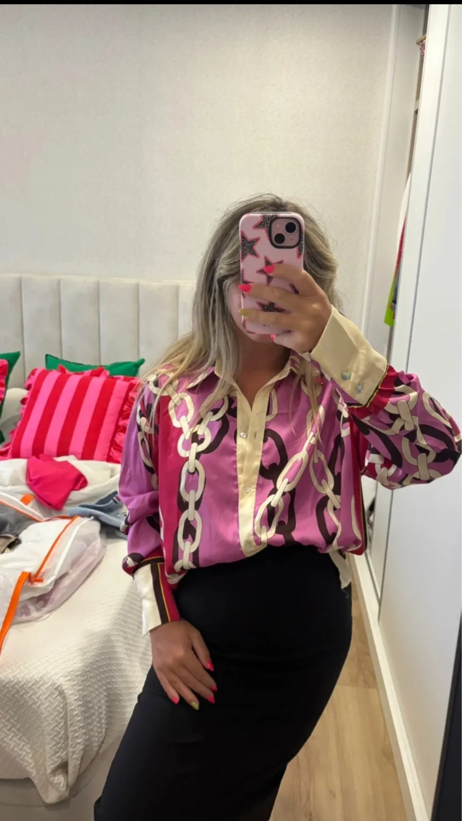 Purple Chain Print Shirt Jacket