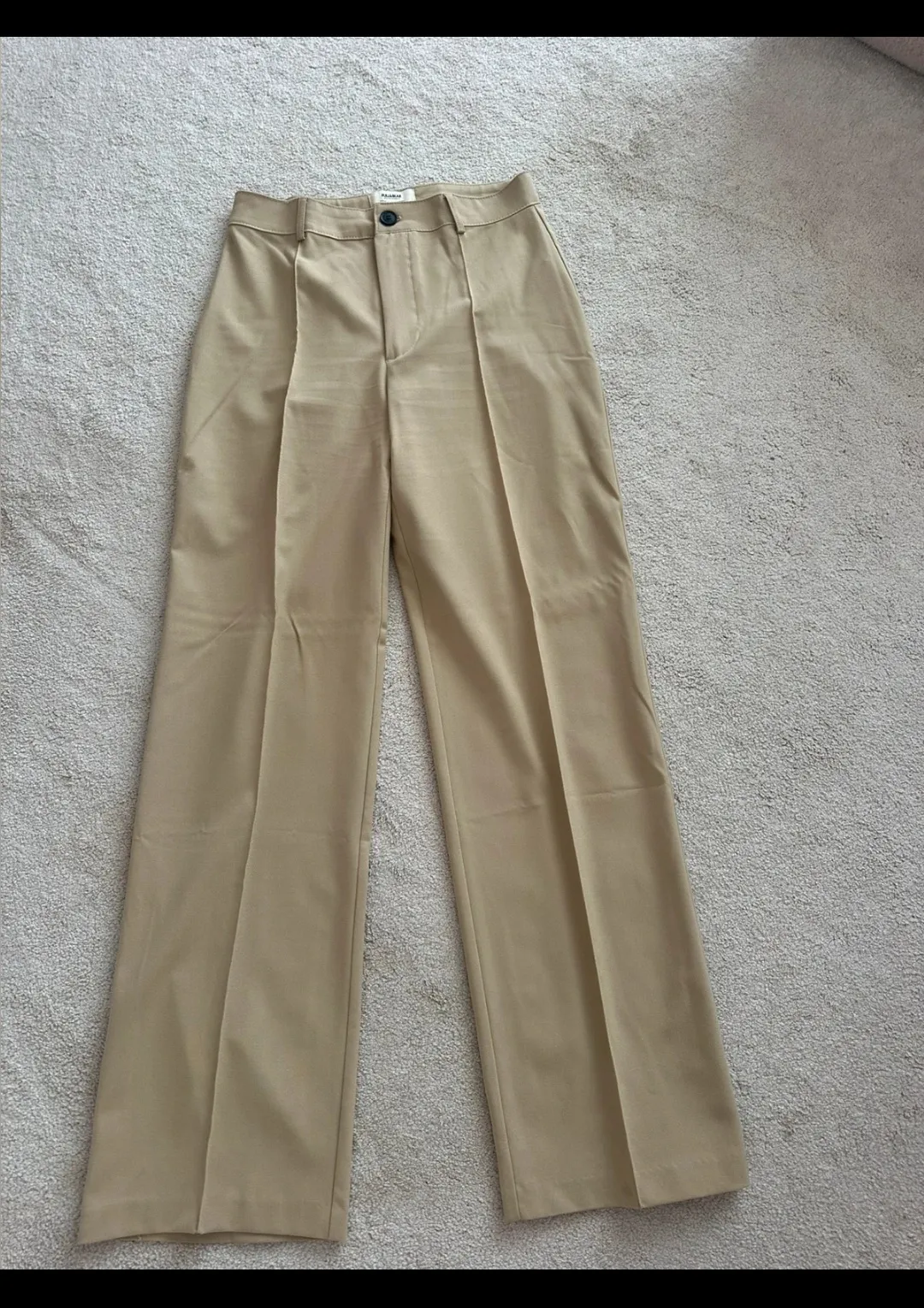Pantalon large beige taille haute 2