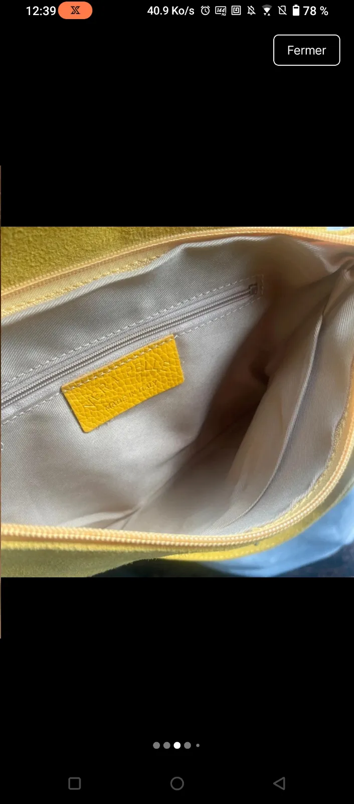 Sac bandoulière cuir jaune moutarde 3