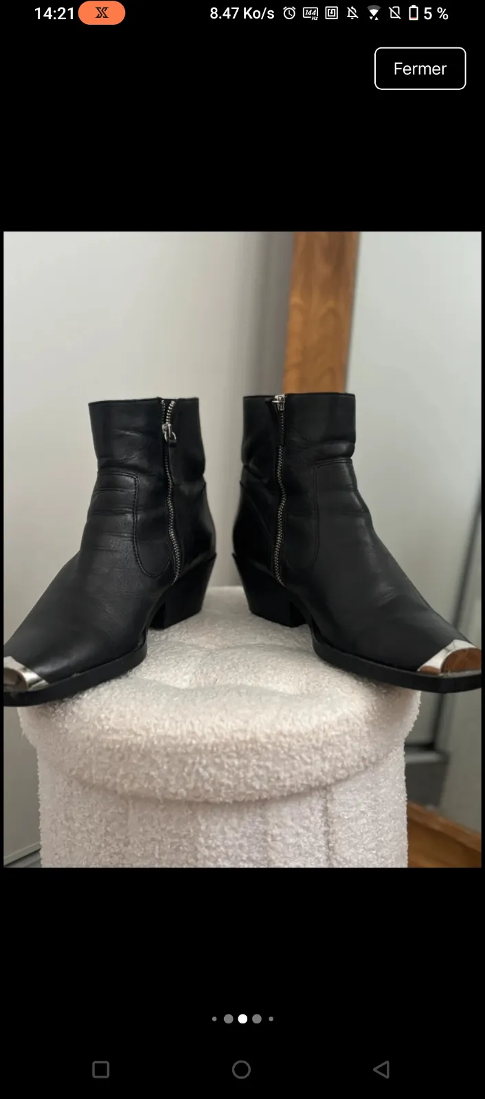 Bottines noires cuir talon bloc 4