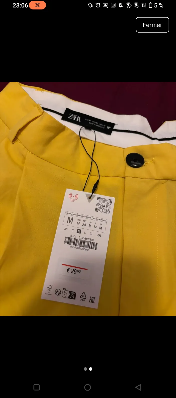 Pantalon large jaune vif 4
