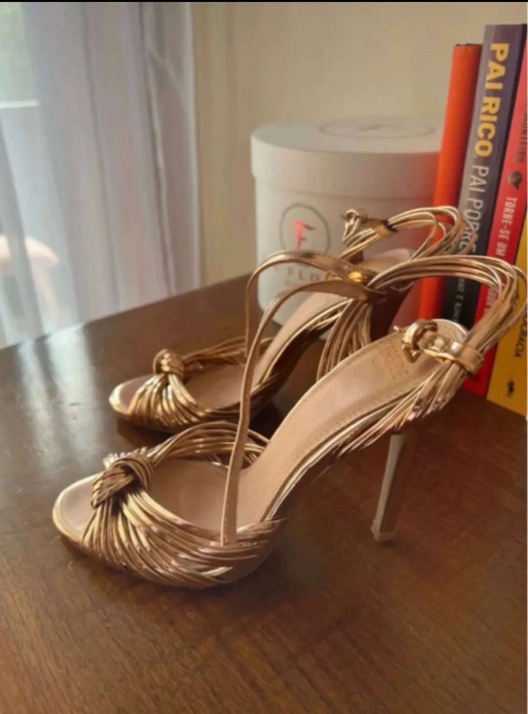 Gold Metallic Strappy Platform Sandals 4