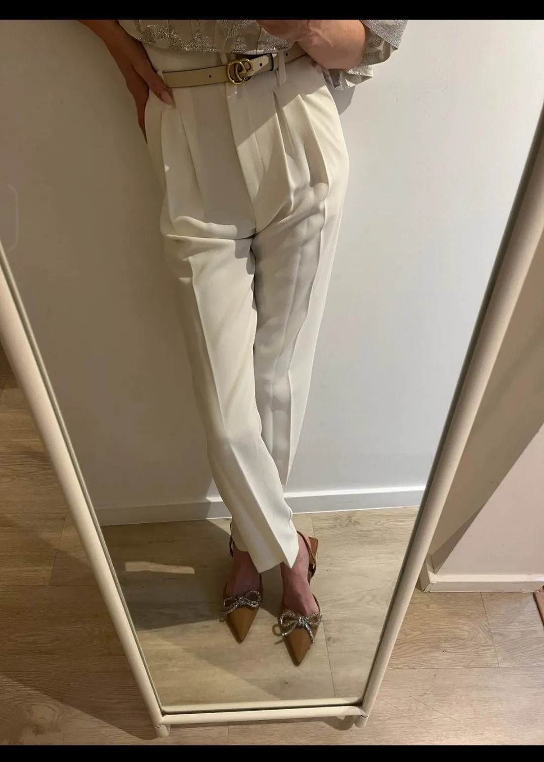 Pantalon blanc taille haute à pinces