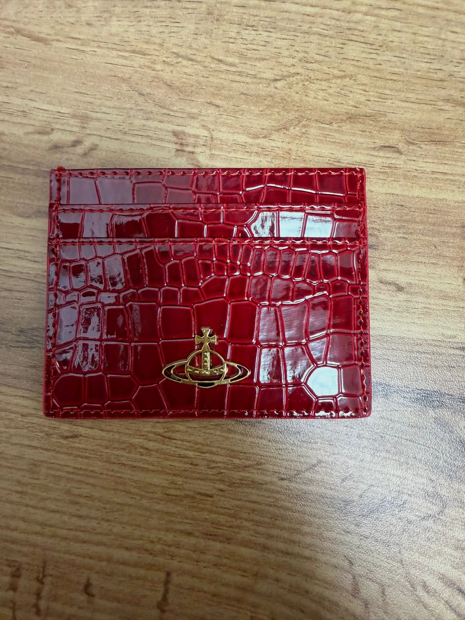 Porte-cartes Vivienne Westwood rouge effet crocodile